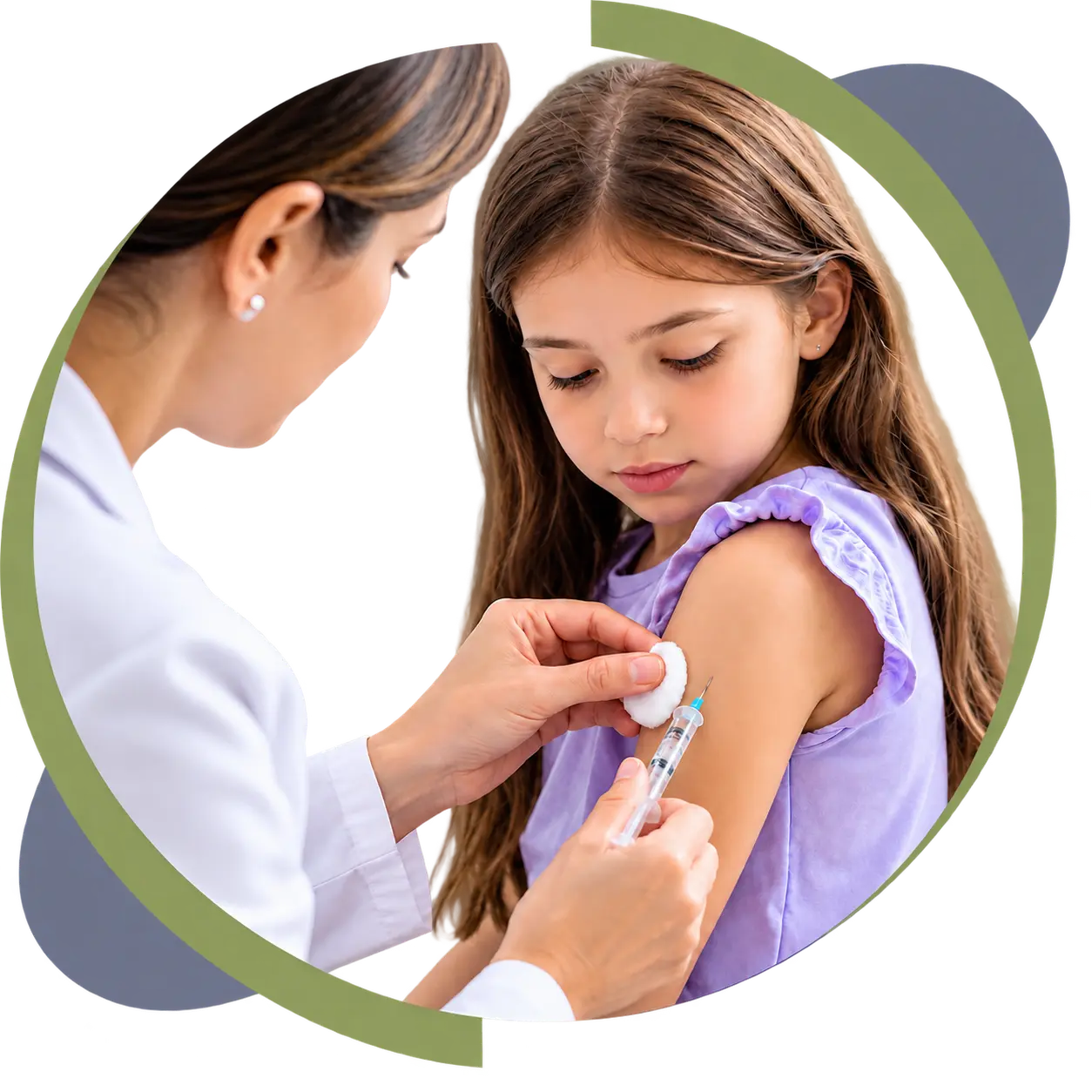 Child receiving cluster immunotherapy injection from allergy specialist in San Antonio.