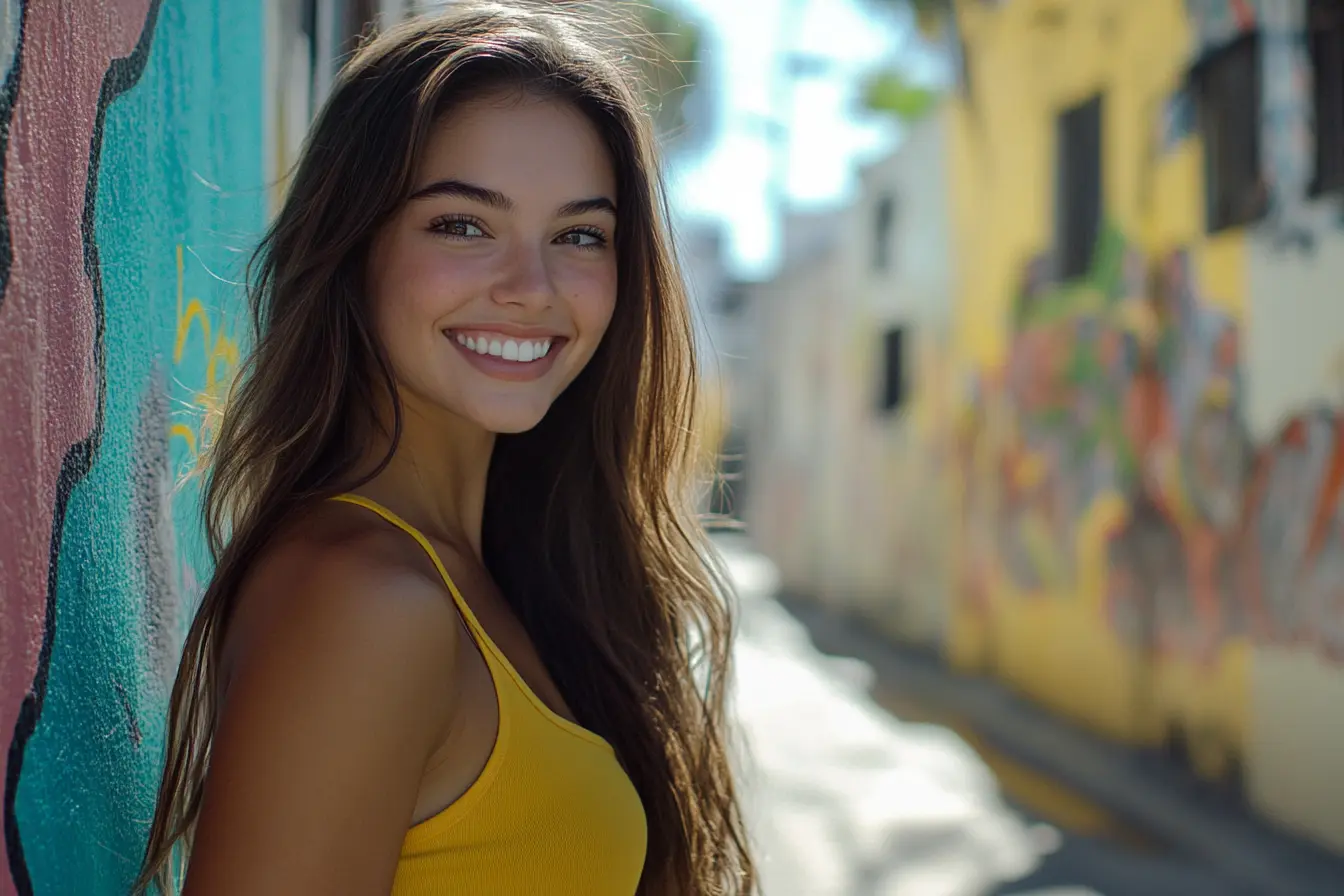 A young girl showing her glowing skin