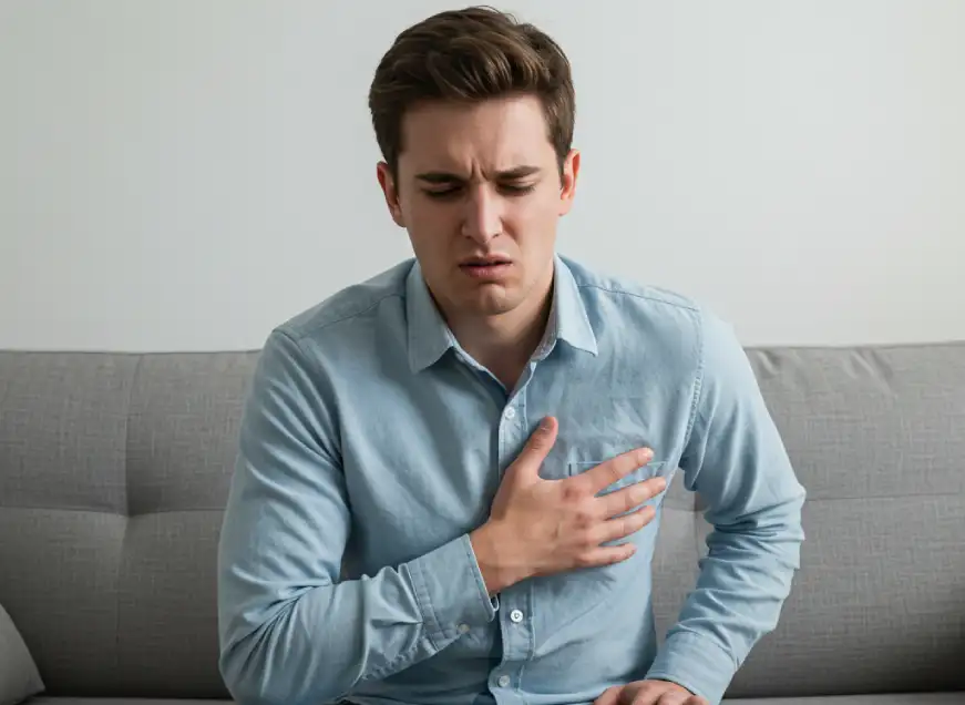 a young man is experiencing heart palpitation symptoms a young man is experiencing heart palpitation symptoms